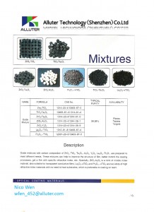 Optical coating materials-Oxide Mixtures/ZrO2/TiO2/Ta2O5/Al2O3/Y2O3